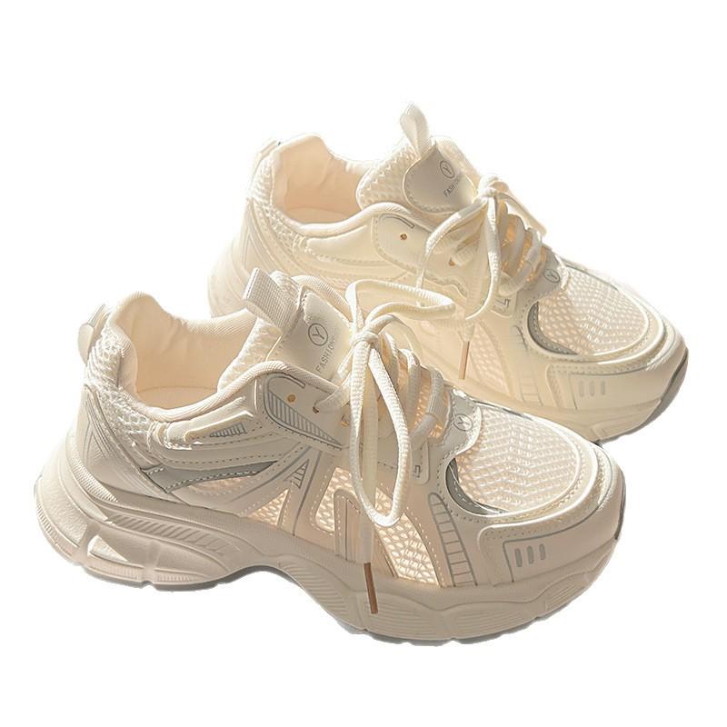 Thick-soled dad shoes girl 2025 new summer breathable mesh white shoes casual sports super fire shoes are not tired