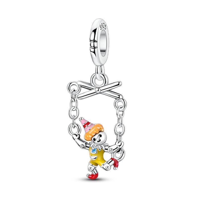 Original Kupferfarbe Clown Holzpferd Marionette Anhänger Perle Geeignet für Damen DIY Halsketten Armbänder Schmuck Geschenke