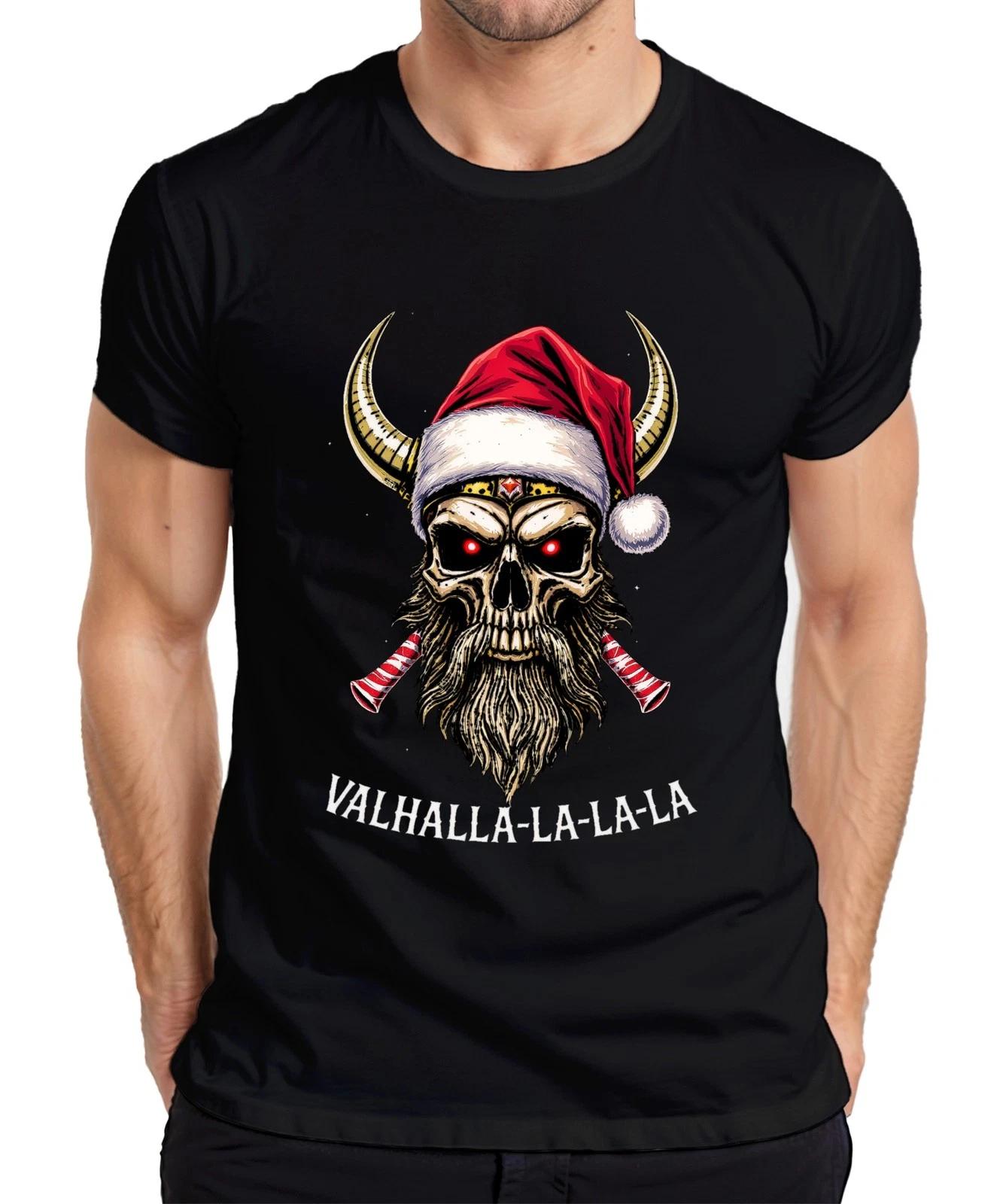 VALHALLA LA LA LA Viking Skull Santa Horned Beard Metal Herren T-Shirt XXXL