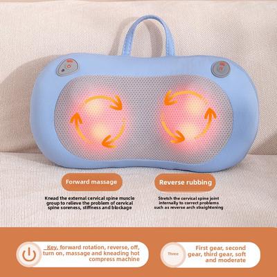 Rechargeable Massager, Multiple Massage Heads, Heated Head Massage Pillow, Waist and Neck Dual-purpose Massager, Cervical Spine Massager