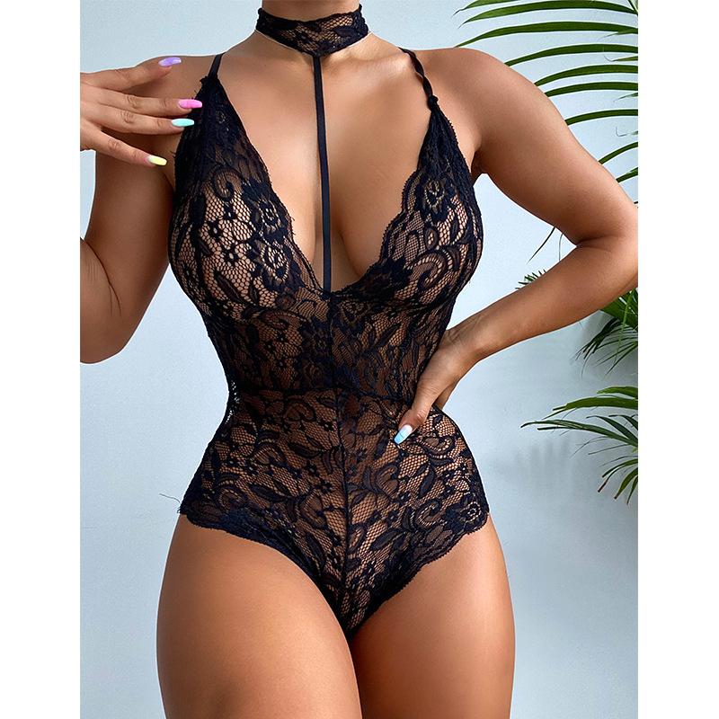 Sexy Bodysuit Erotic Lace See Through Teddy Lingere Flirting Sensual Woman Underwear Hollow Thongs Babydoll Sex Costumes