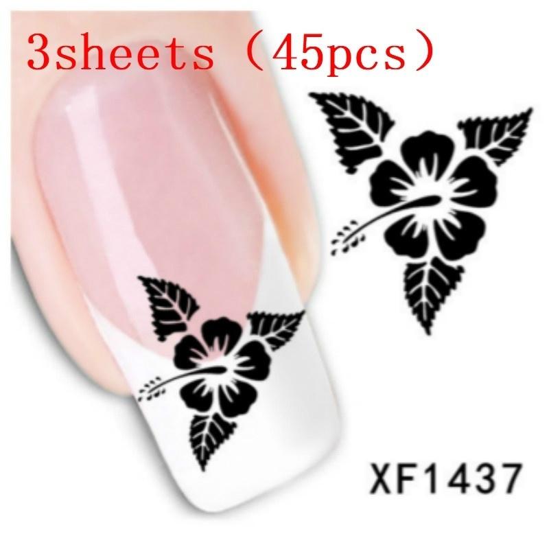 

3 листа XF наклейки для ногтей с водяным знаком наклейки для ногтей XF 1443