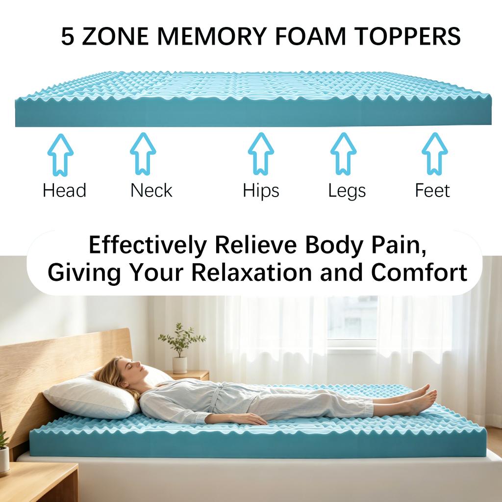 Queen Mattress Topper Memory Foam Mattress Topper with Hardness Gel Topper Soft Cooling Bed Pad for Pressure Relief Body Support