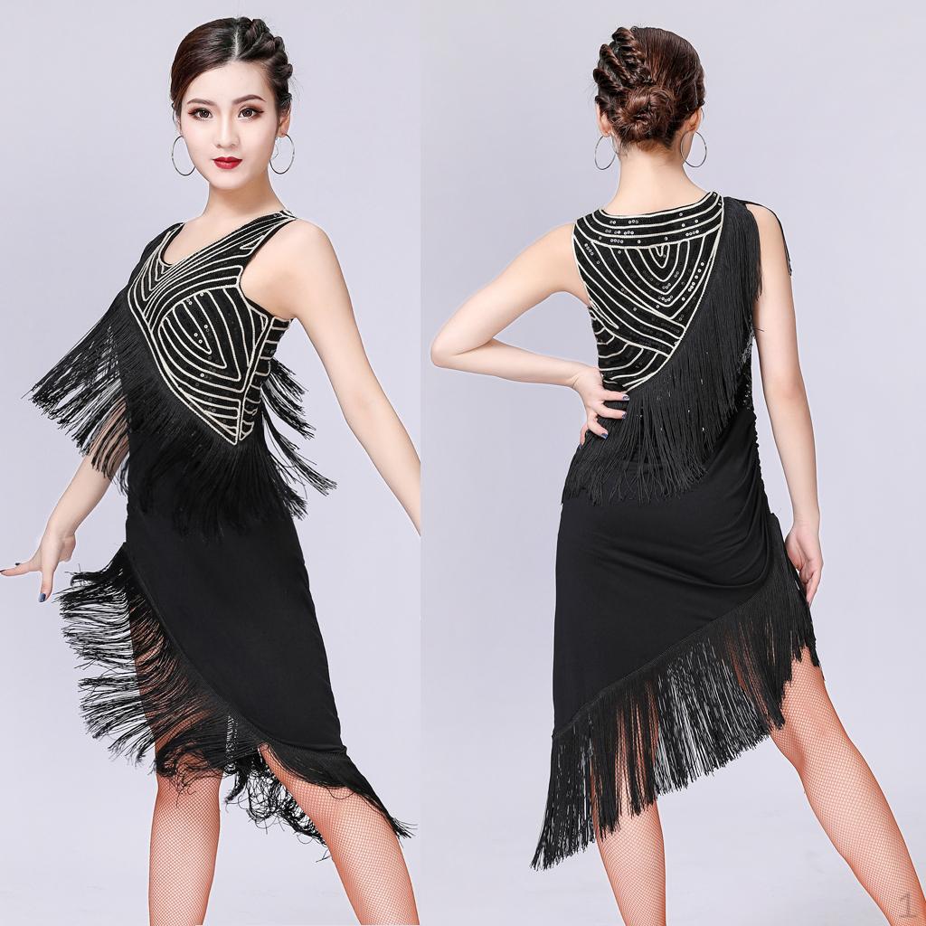 1920s Sequin Tassel Paisley Dress Girls Womens Costumes No Sleeve