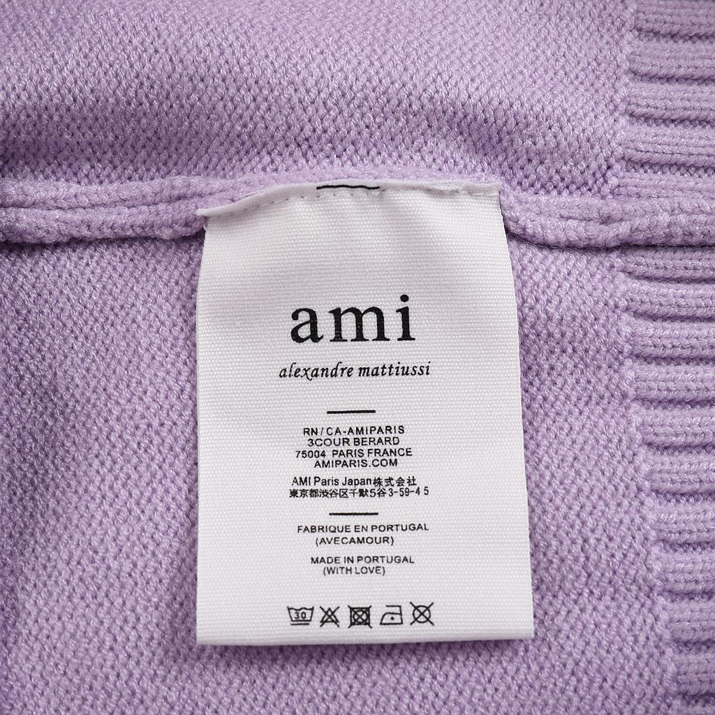 AMI 2025 Klasický pár Kulatý výstřih Stejná barva Plochá výšivka Láska Vlněný svetr