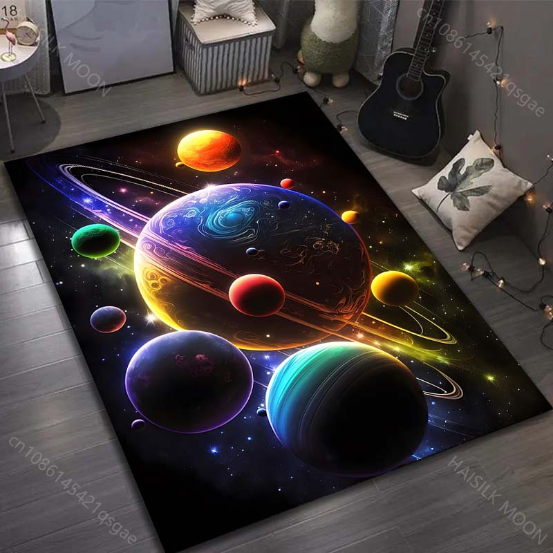 1PC Universe Planet Solar System Print Carpet for Living Room Bedroom Sofa Doormat Decor Area Rug Non-slip Floor Mat for Gifts