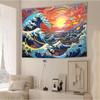 2D Printing Psychedelic Great Wave Tapestry for Wall Decoration