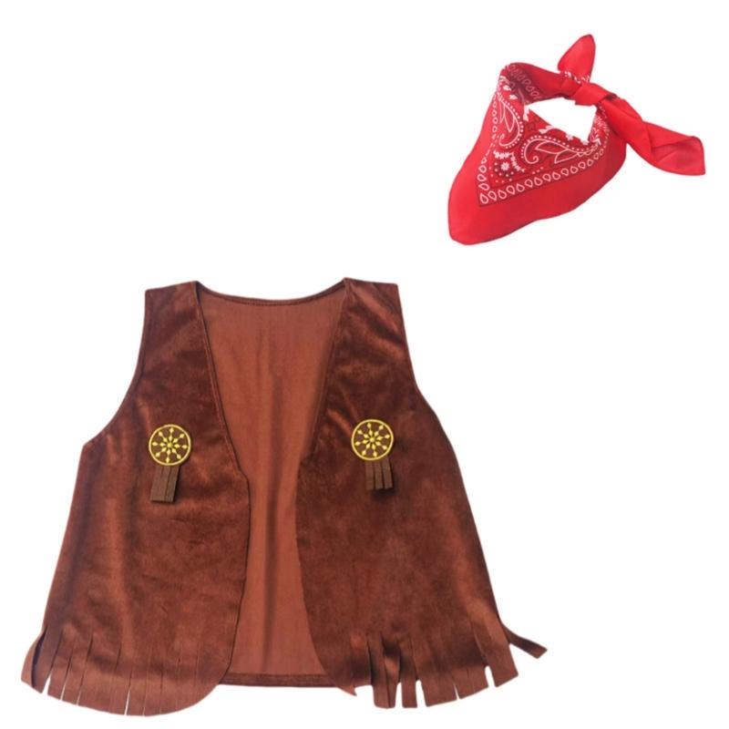3Pcs Western Outfits Cowboy Hat Bandana Western Cowboy Costume Accessories for Halloween Party Dressing Up Pretend Play