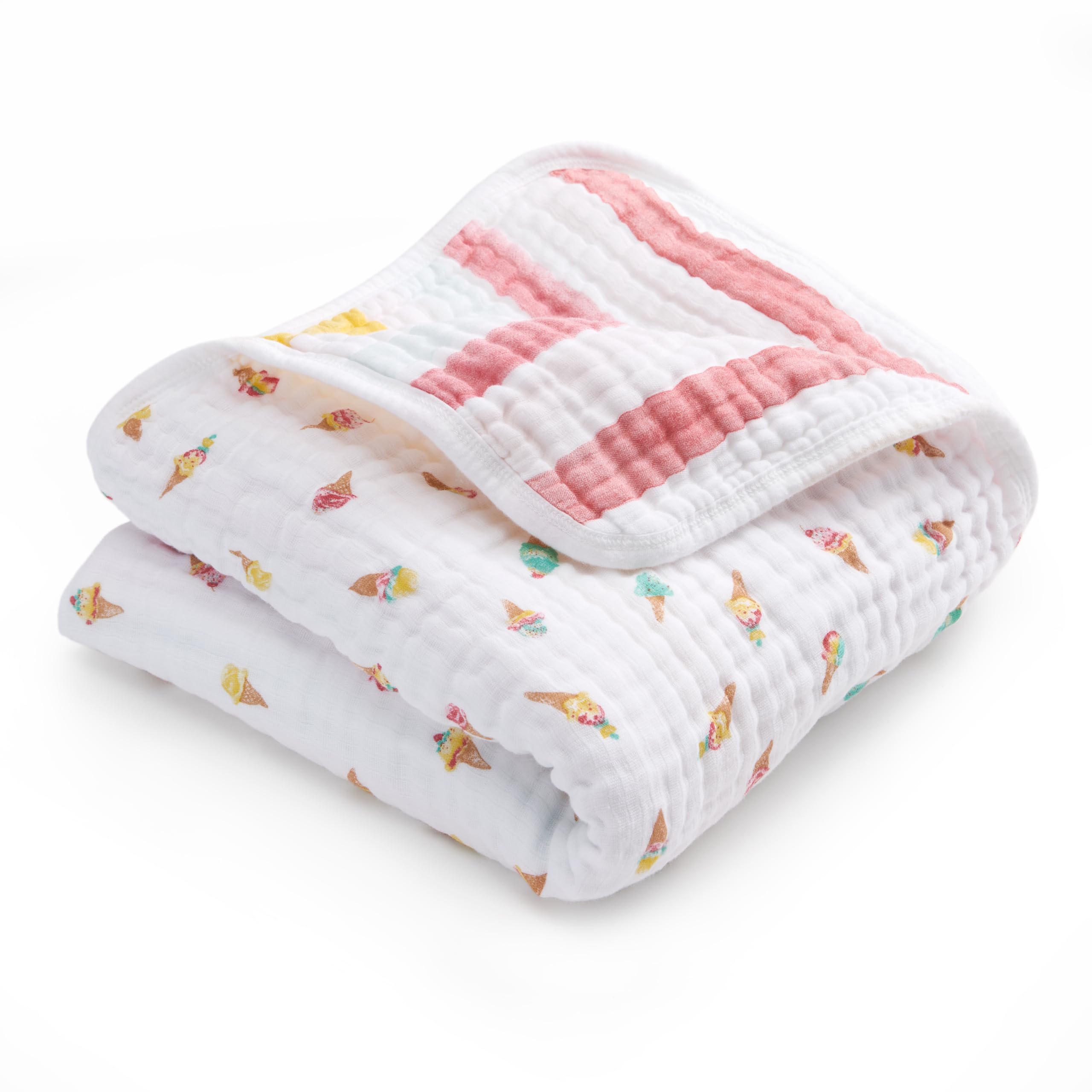 aden + anais essentials Ice Cream Blanket, Organic Cotton, 112cm x 112cm, Newborn, Double Gauze, BLADAEEMBC10033