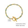 Niche Design Fashionable Color Natural Stone Beaded Stainless Steel Rice Bead Ot Buckle Bracelet Female Br-3051