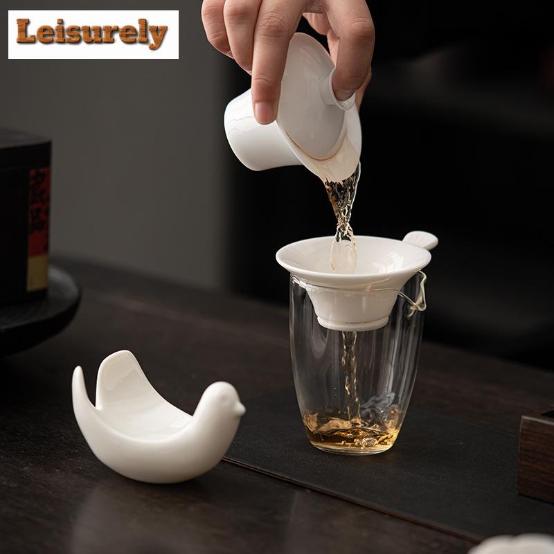 Dehua Sheep Fat Jade White Porcelain Tea Infusor Zen Penguin Tea Strainer Tea Maker Tea Filter Tea Services Supplies Decoration