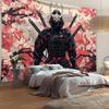 Japanese Samurai Wall Tapestry Oil Painting Style Flat Wall Hanging Double Sword Design Living Room Bedroom Decoration
