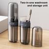 Toothbrush Storage Box Transparent Portable Travel Case with Leak-Proof Lid Integrated Mouthwash Cup Toothbrush