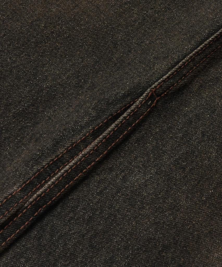 Yujen Slit Washed Denim Long Skirt_Dust Black