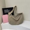 Canvas Bag Women's Dumpling Bag Solid Color Shoulder Bag Large Capacity Crossbody Bag