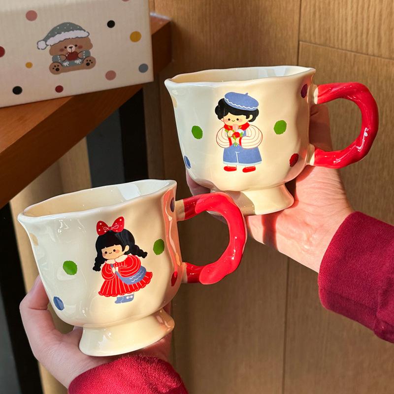 Milk Fufu Boys and Girls Cup Cute Ceramic Mug Household Drinking Cup Coffee Cup Souvenir Birthday Gift