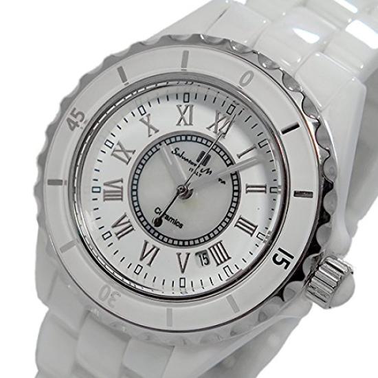 Salvatore Marra Analog Quartz Watch with Date Ceramic Unidirectional Rotating and Watch Cloth Included Women's Display, Bezel, (WHR) [Used]