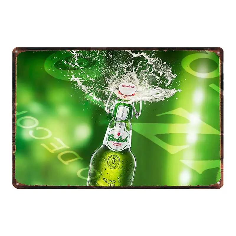 YZFQGrolsch Bière Lager Panneaux Décoratifs Hollandais Plaques Métalliques Pour Mur Bar Maison Art Décoration Restaurant 30X20CM DU-9120B