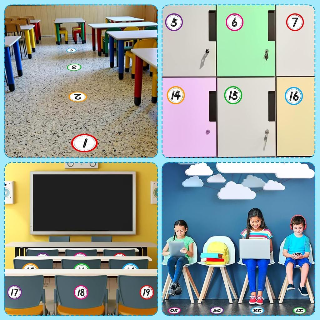 SICOHOME Line Up Spots for Classroom Floor Stickers - 36pcs Vinyl Line Up Dots 4" Removable Number Stickers for Classroom Decorations Kindergarten