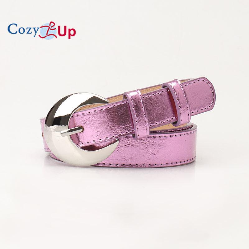 

Женский повседневный ремень из мягкой кожи с круглой пряжкой 107x2.4cm розовый