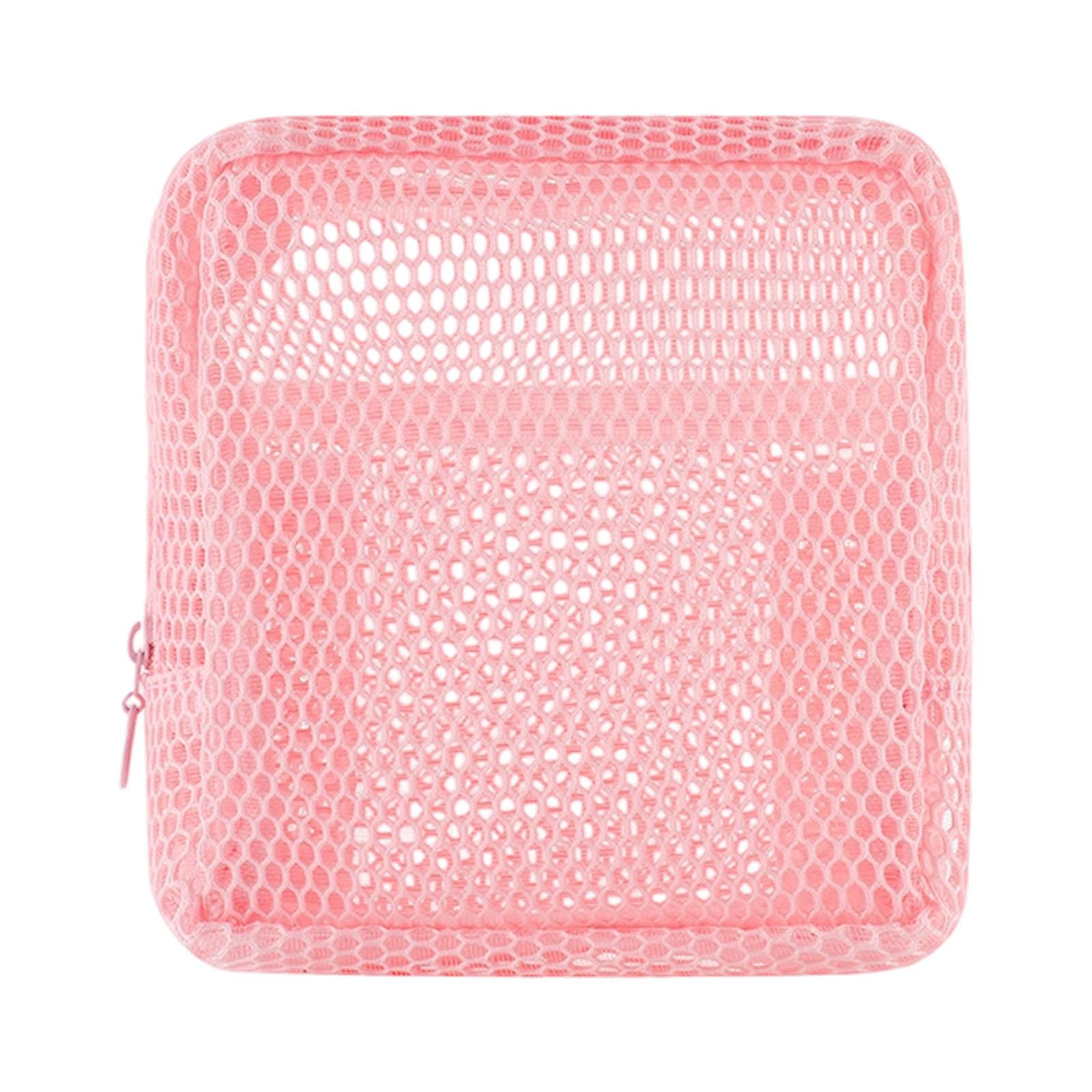 

Vibrant Mesh Organizer Pouch For Cosmetics Sanitary Items Compact Lightweight Travel Storage Pouches розовый