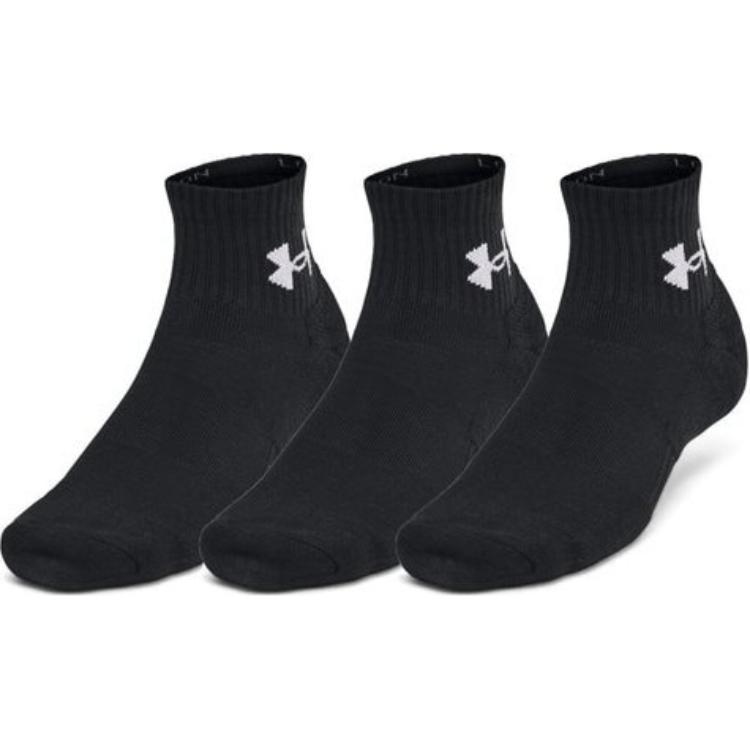 Under Armour Ankle Socks Unisex 3 Pack Black 1386372-002 LG