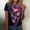 Fashion 3D Floral Print T Shirt for Women Summer Short Sleeve Tees Casual O-Neck Loose Short Sleeve Ladies Top