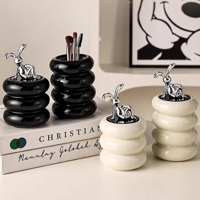Keramik-Wattestäbchenbehälter im europäischen Stil für den Haushalt, kreative tragbare Zahnstocherbox, Zahnstocherröhrchen-Aufbewahrungsbehälter für Wattestäbchen