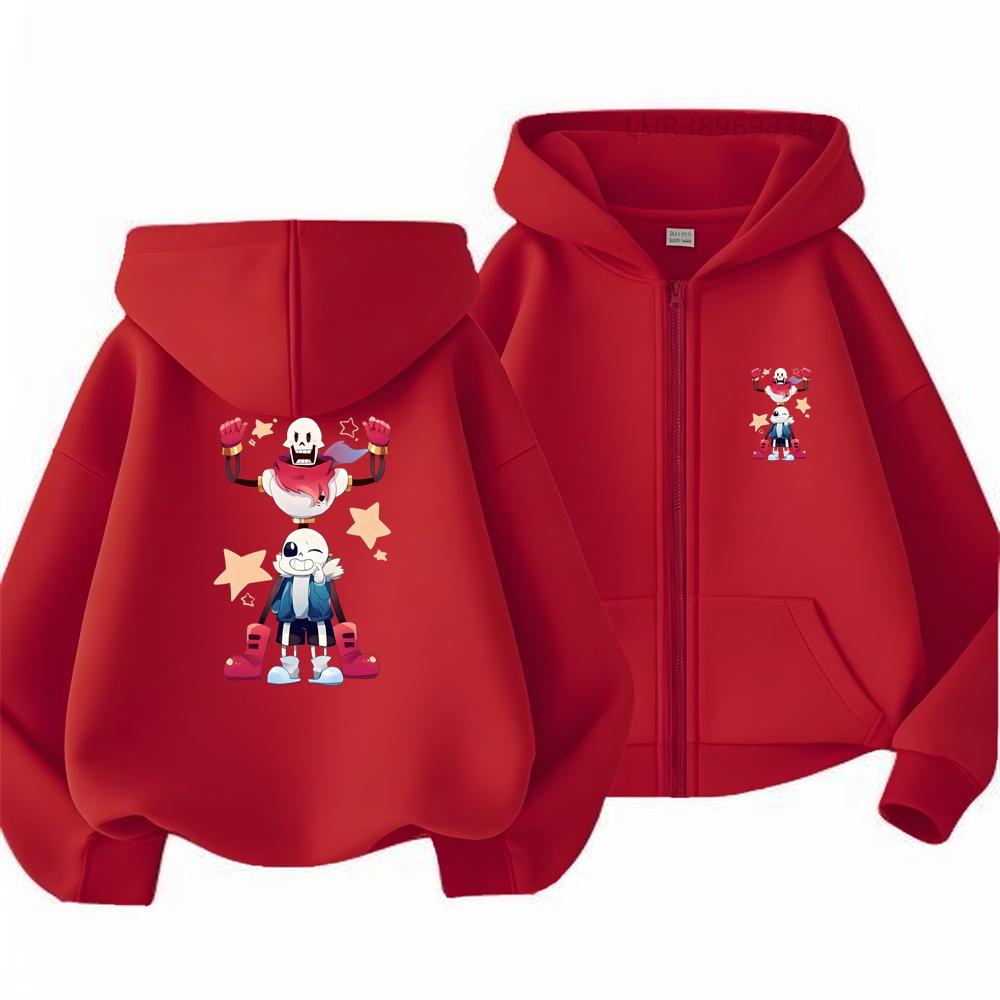 Autumn Trendy Outerwear Outdoors Children Game Print Zip Black Pink Girl Hoodie Boy Tops Casual Sweatshirt Kids