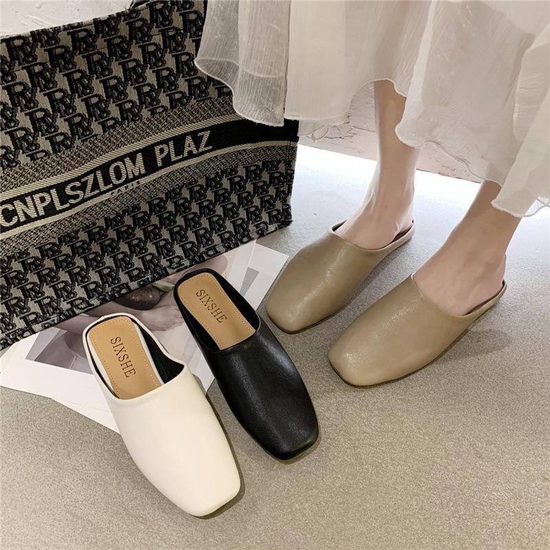 Women's new minimalist and versatile outdoor heelless lazy slippers