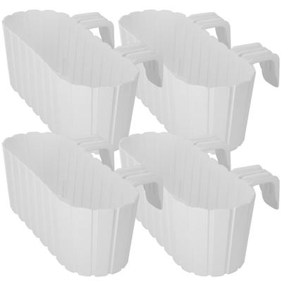 Kotarbau® Balcony Box Flowerpot For Railing Oval Rustic White 400 Mm Set Of 4