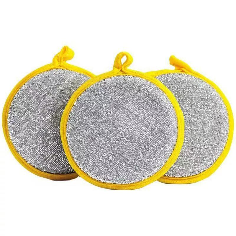 5pcs Dishwashing Sponge Non-stick Oil Brush Pot Dishwashing Cloth Sponge Wipe Double-sided Cleaning and Decontamination Magic Wipe