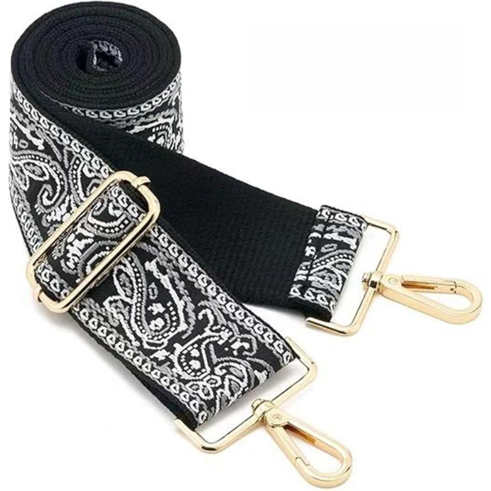 

New Bohemian Style Bag Straps 5cm Width Pink Black Blue Hangbag Straps Up to 120cm Polyester Crossbody Strap Bag Accessories чёрный