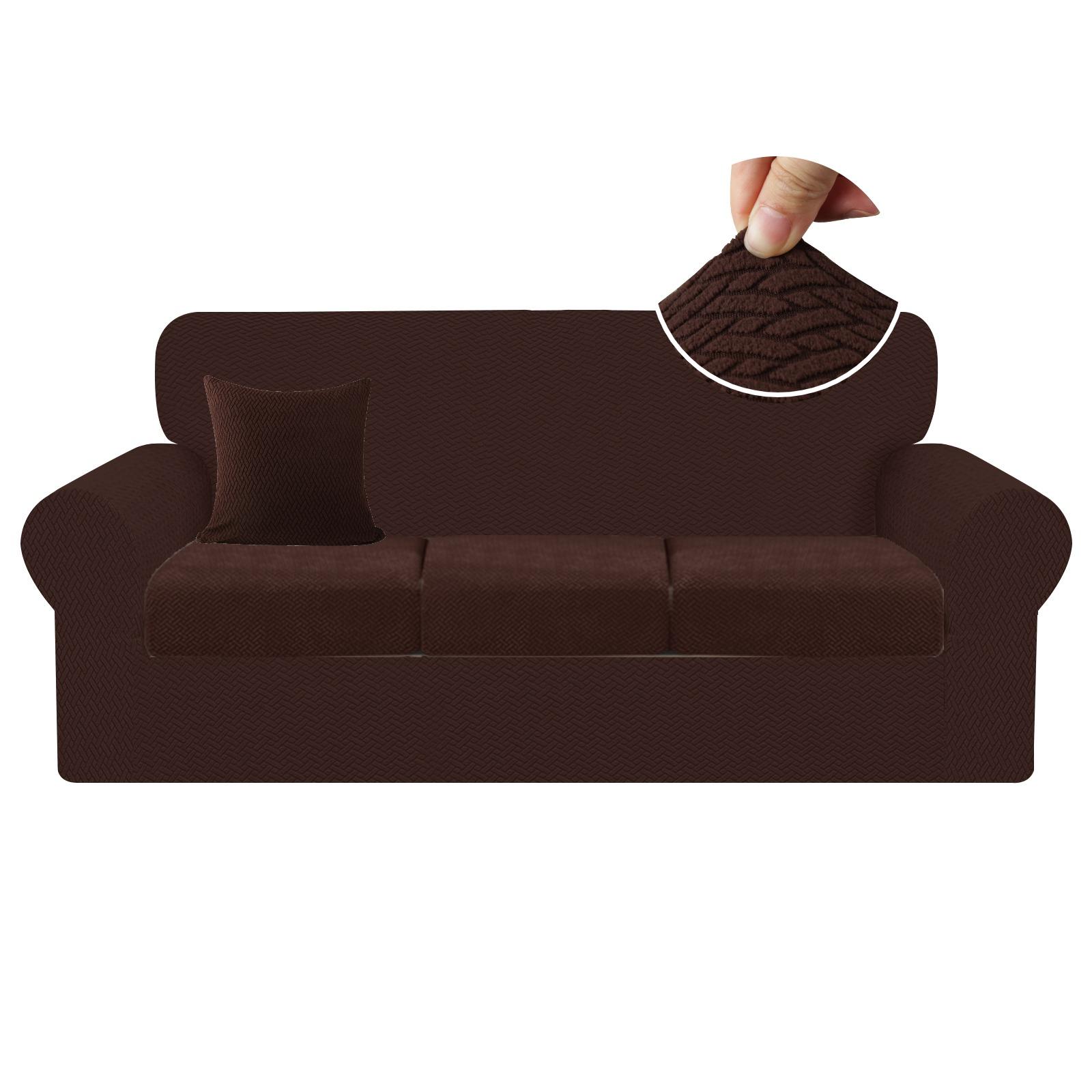 

Жаккардовый чехол на диван, супермягкий, нескользящий, натяжной чехол на диван, спандекс, 1/2/3-местный, защитный чехол для гостиной, для собак, кошек, домашних животных, детей 1 Seater 90-140 cm кофейный