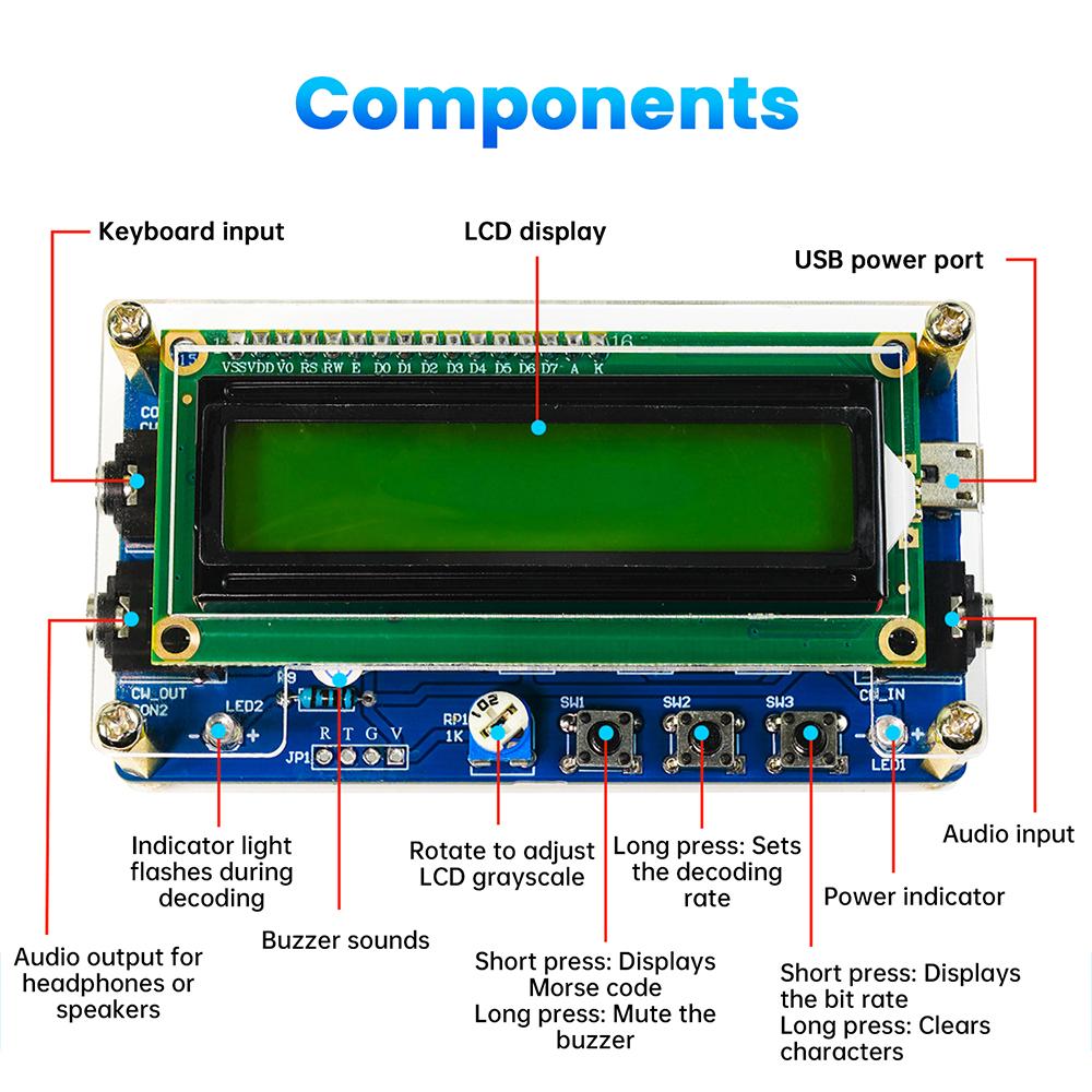 DC 5V CW Morse Cipher Decoder Loose Circuit Board Welding Exercise DIY Electronic Manufacturing Kit