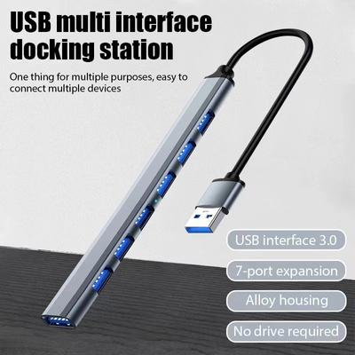 Hub Expansor USB 3.0 Tipo C de 7 Portas Adaptador OTG de Alta Velocidade Estação de Acoplamento Para PC Macbook Laptop Disco Rígido Mouse Teclado