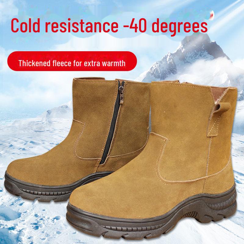 Men's Winter High-Top Outdoor Boots with Thick Fur Lining