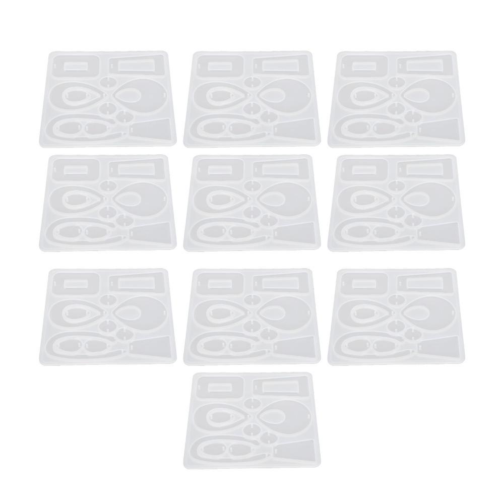 

10pcs Various Shapes Resin Casting Silicone Mould White Resin Earrings Resin Casting Mould Flexible Silicone Pendant Mould