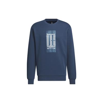 Sweatshirt à col rond Wuji avec imprimé motif géométrique pour homme Bleu foncé IP4947