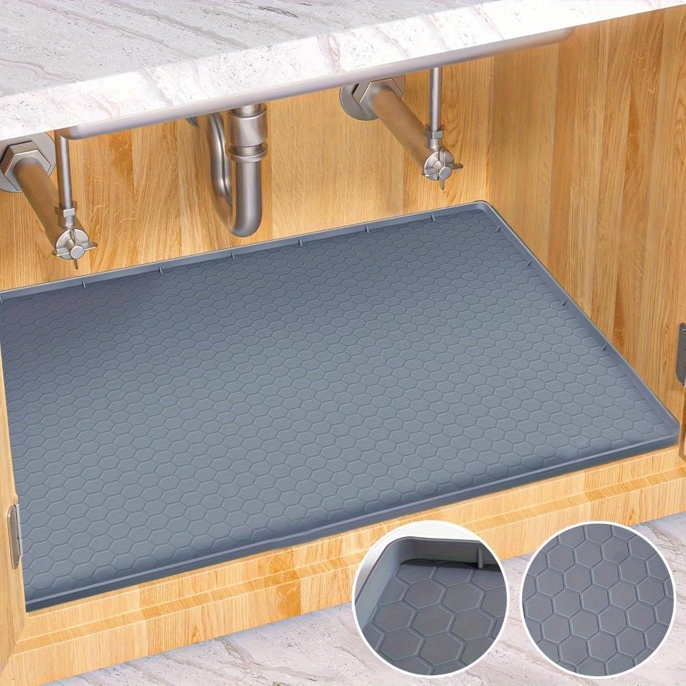1 alfombrilla flexible para fregadero de 34/28 pulgadas, impermeable, de silicona, para armarios de cocina y baño, antideslizante, color negro, para proteger debajo del fregadero.