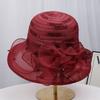 Dámský organzový síťovaný klobouk s květinovou ozdobou, vícevrstvý, francouzský elegantní, 3D květinová dekorace, síťovaný klobouk pro zvláštní příležitosti
