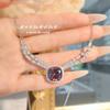 Exquisite Women Jewelry Set Angel Wing Necklace Pendant Princess Cut Simulated Alexandrite Ring