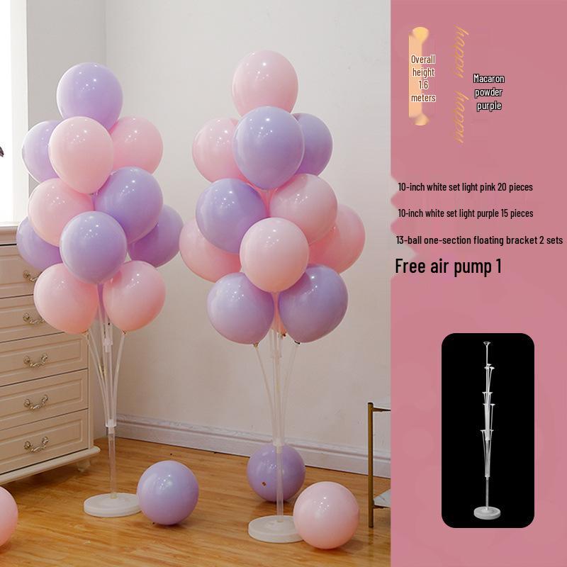 Anniversary & Birthday Balloon Column Decorations: Event Scene Layout with Floor and Background Balloons