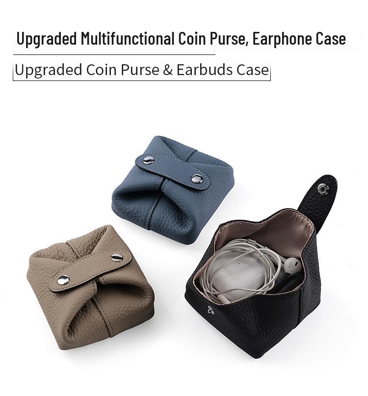 Retro Cowhide Women's Mini Coin, Jewelry & Makeup Storage Bag