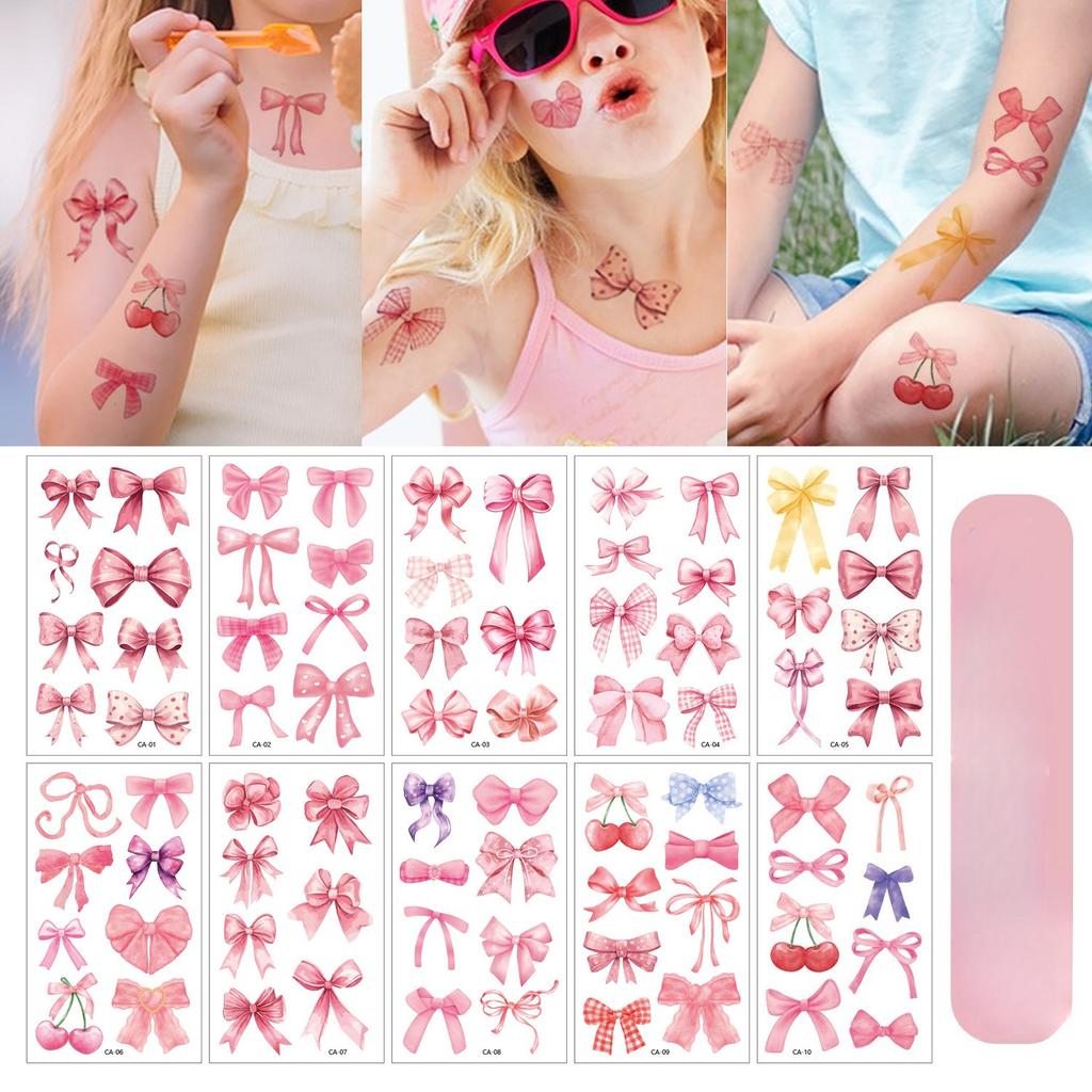 Cute Cartoon Children's Pink Bow Temporary Tattoo Sticker Bow Ribbon Tattoo Sticker