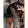 Men's 3D Elephant Print T-shirt Short Sleeved T-shirt Breathable Polyester Round Neck Casual Streetwear Top