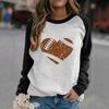 Fashion Printed Patchwork Long Sleeve Casual Crew Neck Pullover T Shirt