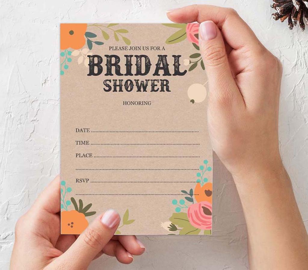 Inkdotpot 30 Einladungen zur Brautparty, rustikales Kraftpapier mit Blumenmuster, Hochzeitseinladungen zum Ausfüllen, blanko