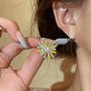 Silver Needle CZ Enamel Pearl Flower Stud Earrings - Personalized, Sweet & Versatile Accessories