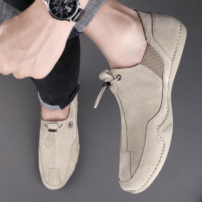 Fashion Fashionable Outdoor Breathable Soft Soled Casual Bean Shoe for Spring New Men Comfortable Two-layer Pigskin Casual Octopus Shoes